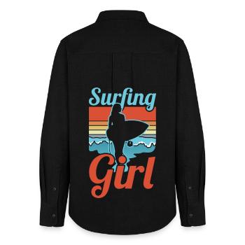 Surfeur - Chemise Oxford Femme - noir - Dos - AI Model Female 172 light (172cm)