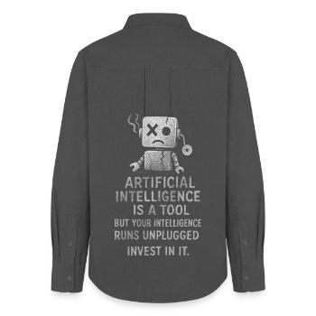 Artificial Intelligence Motivation Poster - Women's Oxford Shirt - anthracite - Back - AI Model Female 172 light (172cm)