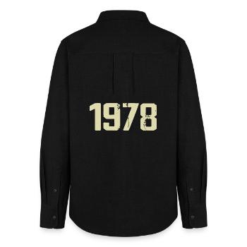 Jubiläum 1978 - Frauen Oxford Hemd - Schwarz - Hinten - AI Model Female 172 light (172cm)