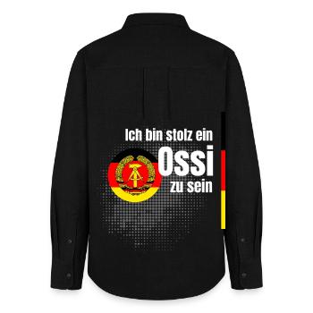 ossi stolz NVA ostdeutsch spruch humor witz sachse - Frauen Oxford Hemd - Schwarz - Hinten - AI Model Female 172 light (172cm)