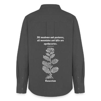 Latin Quote by Paracelsus –Tansy Illustration - Women's Oxford Shirt - anthracite - Back - AI Model Female 172 light (172cm)