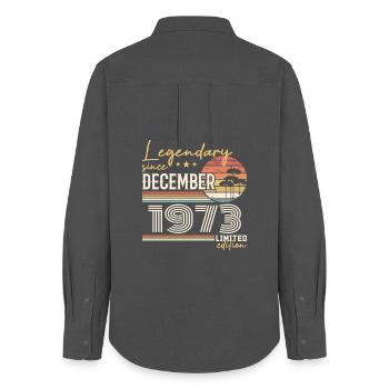 Geschenk zum 52. Jahrestag Dezember 1973 - Frauen Oxford Hemd - Anthrazit - Hinten - AI Model Female 172 light (172cm)