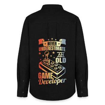 Game Developer Grandpa - Women's Oxford Shirt - black - Back - AI Model Female 172 light (172cm)