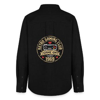 March 1969 Birthday Gift March 1969 Born - Women's Oxford Shirt - black - Back - AI Model Female 172 light (172cm)