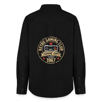 March 1967 Birthday Gift March 1967 Born - Women's Oxford Shirt - black - Back - AI Model Female 172 light (172cm)