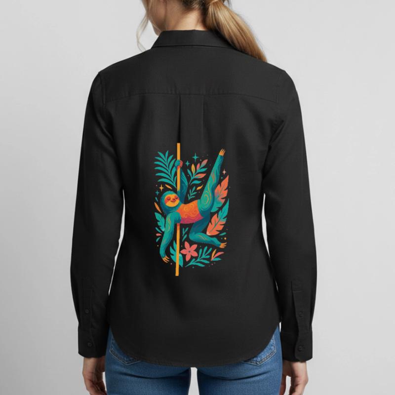 Pole Dance Sloth Pole Dancer Funny Gift Women's Oxford Shirt