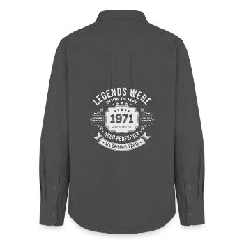 May 1971 Gift 55th Anniversary May 1971 - Women's Oxford Shirt - anthracite - Back - AI Model Female 172 light (172cm)