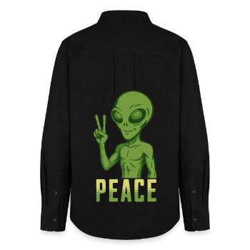 Peace Alien - Frauen Oxford Hemd - Schwarz - Hinten - AI Model Female 172 light (172cm)