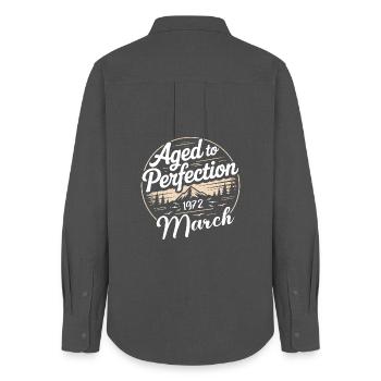 Birthday present march 1972 - Women's Oxford Shirt - anthracite - Back - AI Model Female 172 light (172cm)