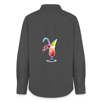 Tropischer Farbcocktail - Frauen Oxford Hemd - Anthrazit - Hinten - AI Model Female 172 light (172cm)