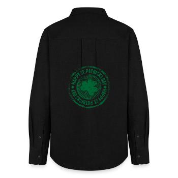 St. Patrick's Day Grüner Stempelkreis - Frauen Oxford Hemd - Schwarz - Hinten - AI Model Female 172 light (172cm)