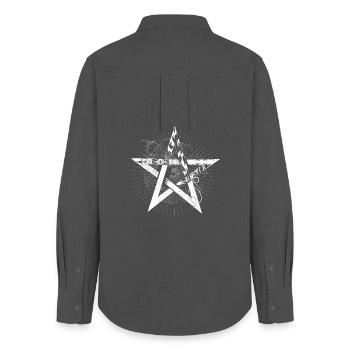 weißes Pentagramm mit Strahlen - Frauen Oxford Hemd - Anthrazit - Hinten - AI Model Female 172 light (172cm)