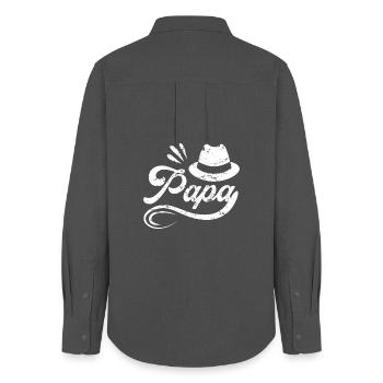 Papa Shirt Pap Dad Vater Vatertag Geschenk Idee - Frauen Oxford Hemd - Anthrazit - Hinten - AI Model Female 172 light (172cm)