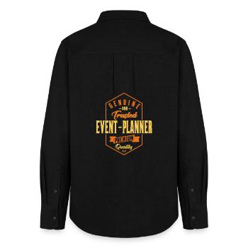 Authentic event planner lettering - Women's Oxford Shirt - black - Back - AI Model Female 172 light (172cm)