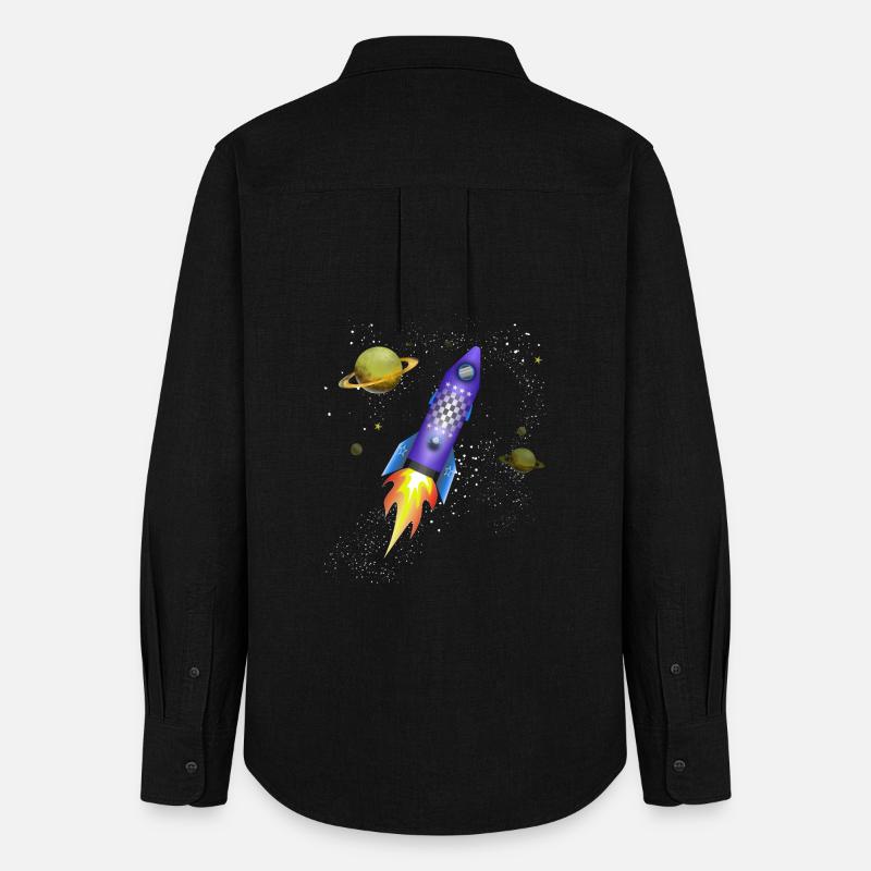 Fusée dans l'espace - Chemise Oxford Femme - noir