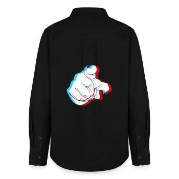 I want YOU - 3D Finger, Finger - Frauen Oxford Hemd - Schwarz - Hinten - AI Model Female 172 light (172cm)