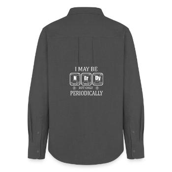 Nerd - Geek - Tableau périodique - Professeur de chimie - Chemise Oxford Femme - charbon - Dos - AI Model Female 172 light (172cm)