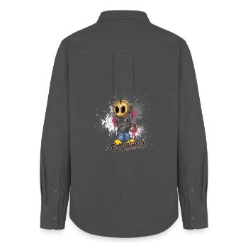 Totenknopf Graffiti Love - Frauen Oxford Hemd - Anthrazit - Hinten - AI Model Female 172 light (172cm)