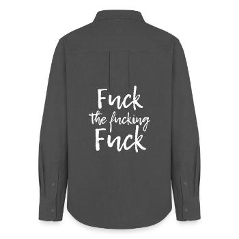Fuck the fucking Fuck - Frauen Oxford Hemd - Anthrazit - Hinten - AI Model Female 172 light (172cm)