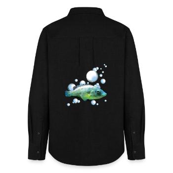 Colorful aquarium fish motif - Women's Oxford Shirt - black - Back - AI Model Female 172 light (172cm)