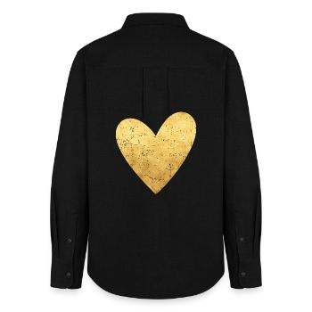 Herz gold Symbol Liebe Geschenkidee - Frauen Oxford Hemd - Schwarz - Hinten - AI Model Female 172 light (172cm)