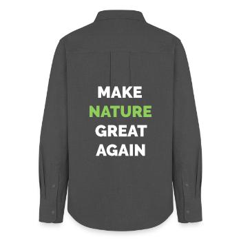 make nature great again climate protection symbol tree - Women's Oxford Shirt - anthracite - Back - AI Model Female 172 light (172cm)