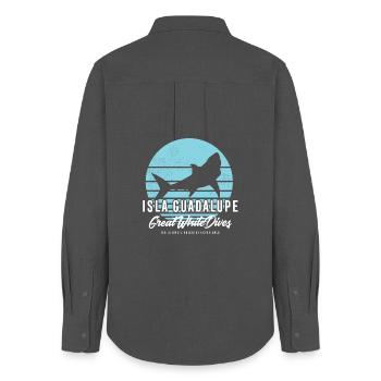 Isla Guadalupe Great White Shark Dives - Women's Oxford Shirt - anthracite - Back - AI Model Female 172 light (172cm)