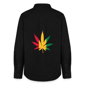 Cannabis Rastafari - Frauen Oxford Hemd - Schwarz - Hinten - AI Model Female 172 light (172cm)