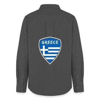 Grèce Armoiries / Cadeau Athènes Pirée - Chemise Oxford Femme - charbon - Dos - AI Model Female 172 light (172cm)