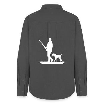 Hunter with hunting dog on the prowl (white) - Women's Oxford Shirt - anthracite - Back - AI Model Female 172 light (172cm)