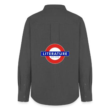 literature - non stop reading - Women's Oxford Shirt - anthracite - Back - AI Model Female 172 light (172cm)