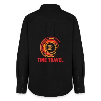Time travel time machine future Futuristic city - Women's Oxford Shirt - black - Back - AI Model Female 172 light (172cm)