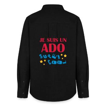 adolescent / enfant / ado / adolescente - Chemise Oxford Femme - noir - Dos - AI Model Female 172 light (172cm)