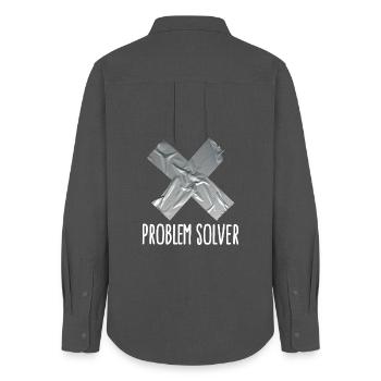 Problem solver marrant Ruban adhésif mari père - Chemise Oxford Femme - charbon - Dos - AI Model Female 172 light (172cm)