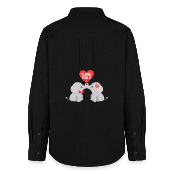 Éléphant éléphant valentine coeur amour cadeau - Chemise Oxford Femme - noir - Dos - AI Model Female 172 light (172cm)