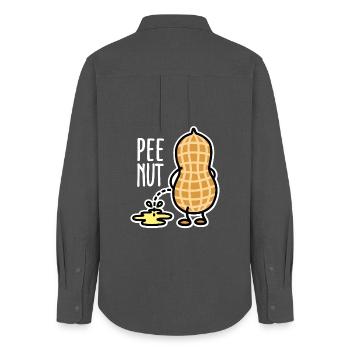 Lustig PEE-NUT  Nuss Erdnuss pinkeln Wortspiel - Frauen Oxford Hemd - Anthrazit - Hinten - AI Model Female 172 light (172cm)
