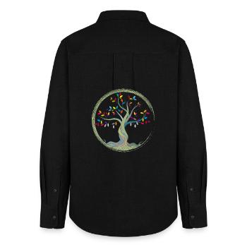 small tree with colorful leaves in a circle - Women's Oxford Shirt - black - Back - AI Model Female 172 light (172cm)