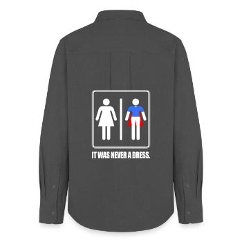It Was Never A Dress Superheldin Girl Frauen Power - Frauen Oxford Hemd - Anthrazit - Hinten - AI Model Female 172 light (172cm)