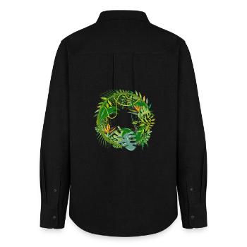 mysterious jungle with many plant species - Women's Oxford Shirt - black - Back - AI Model Female 172 light (172cm)