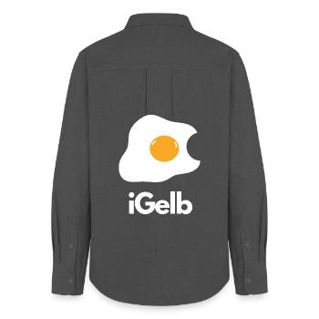 iGelb Eiertraum Frühstücksmotiv - Frauen Oxford Hemd - Anthrazit - Hinten - AI Model Female 172 light (172cm)