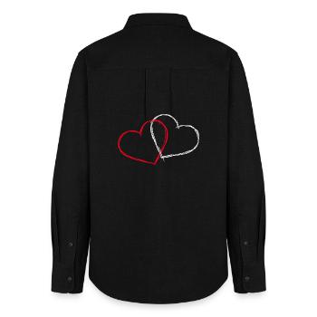 Coeur Couple Couple Love In Love Fiancee Relation - Chemise Oxford Femme - noir - Dos - AI Model Female 172 light (172cm)