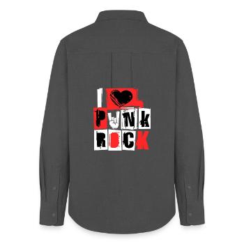 I love punk rock punk rock music hard rock metal - Women's Oxford Shirt - anthracite - Back - AI Model Female 172 light (172cm)
