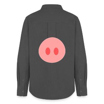 Schwein - Frauen Oxford Hemd - Anthrazit - Hinten - AI Model Female 172 light (172cm)