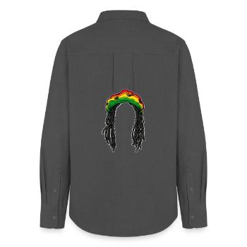 Rasta hairstyle braid hair reggae Jamaica chilling - Women's Oxford Shirt - anthracite - Back - AI Model Female 172 light (172cm)