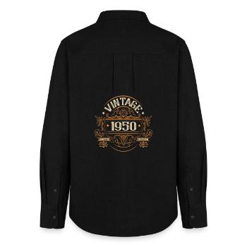 1950's Birthday Gift Ideas for Men - Women's Oxford Shirt - black - Back - AI Model Female 172 light (172cm)