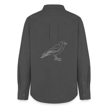 Jackdaw lineart - Women's Oxford Shirt - anthracite - Back - AI Model Female 172 light (172cm)