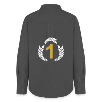 laurel wreath 1, give 1 year anniversary - Women's Oxford Shirt - anthracite - Back - AI Model Female 172 light (172cm)