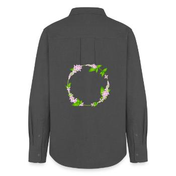 frische Minze Blätter und Minze Blüten als Rahmen - Frauen Oxford Hemd - Anthrazit - Hinten - AI Model Female 172 light (172cm)