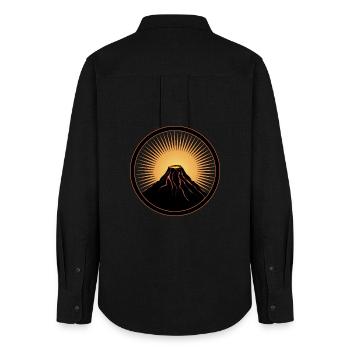 Patch volcanique avec lave liquide - Chemise Oxford Femme - noir - Dos - AI Model Female 172 light (172cm)