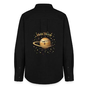 Saturne joue avec ses anneaux - Chemise Oxford Femme - noir - Dos - AI Model Female 172 light (172cm)